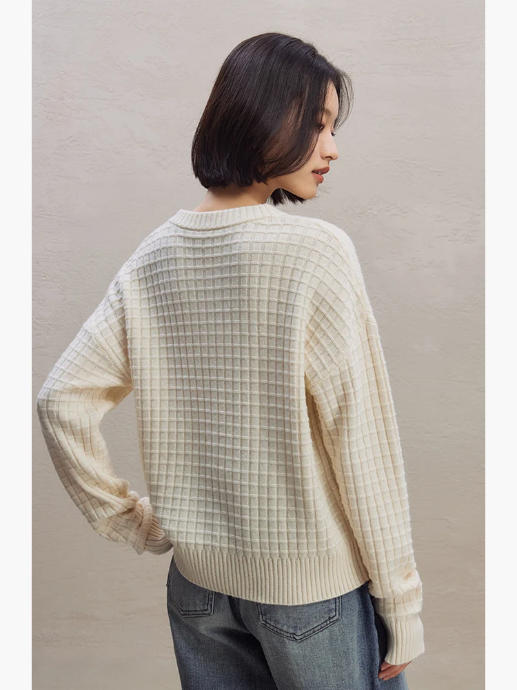 ZIQIAO Petite Size Waffle Chic Pullover Sweater for Women Autumn Winter New Design Elegant Style Soft Sweater Pullover 23ZQ94366