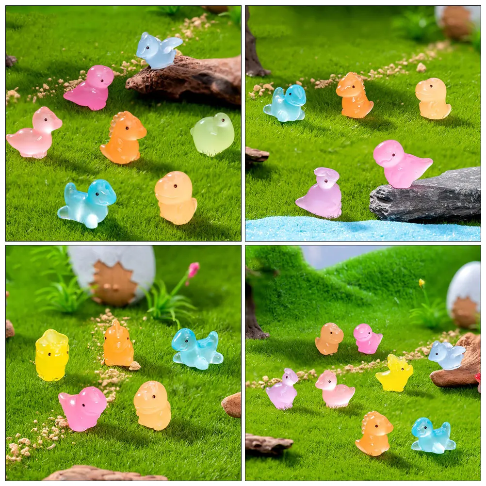 

27Pcs Glow in The Dark Resin Dinosaur Miniature Decorations for Bonsai Garden Micro Landscape Animal Figurines