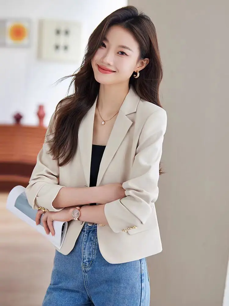 Luxury Women Blazer Tailored Jackets Black Suit Long Sleeve Buttons Spring Autumn Coats Office Ladies Clothing Blouse High-end