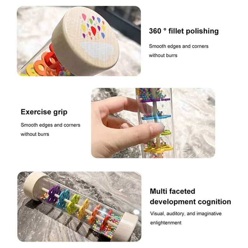 優れた木製レインスティック楽器レインメーカーサウンドチューブ教育玩具子供用