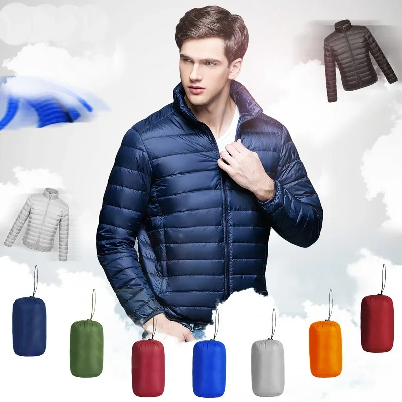 Qality-Chaqueta de plumón ligera para hombre, Abrigo acolchado resistente al agua, con cuello levantado, para primavera, 2022