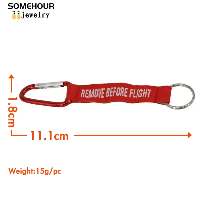 SOMEHOUR Remove Before Flight Red Keychain Outdoor Letter OEM Keyring Jewelry Aviation Tags Sport Carabiner Camping Gear Gifts