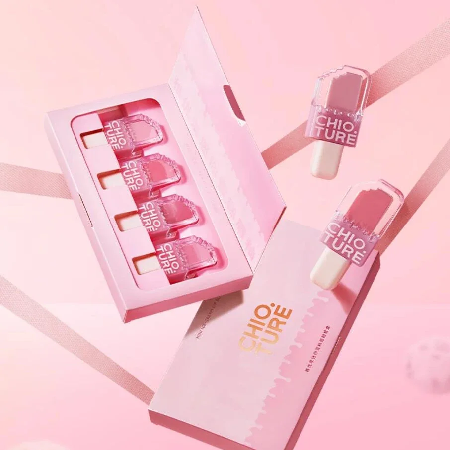 CHIO.TURE ชุดแต่งหน้า Mini Ice-cream Lip Glaze Set Make Up Gift Box ลิปสติกเครื่องสําอาง Lip Tint เกาหลี