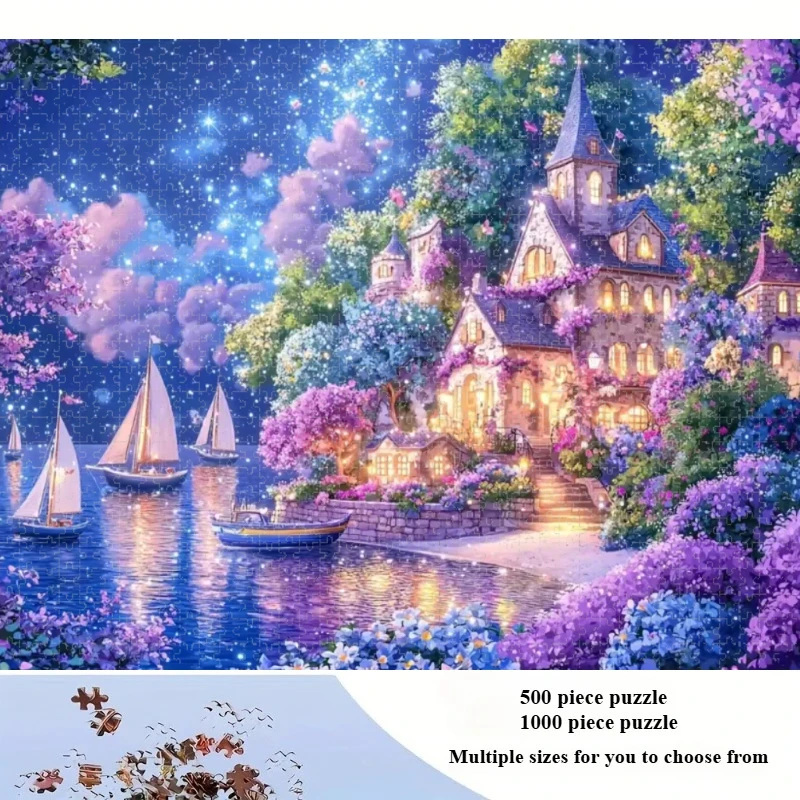 500/1000pcs for Adults Jigsaw Puzzle Challenging Large-Scale Brain Teaser with Complex Patterns, Portable Box for Family Games