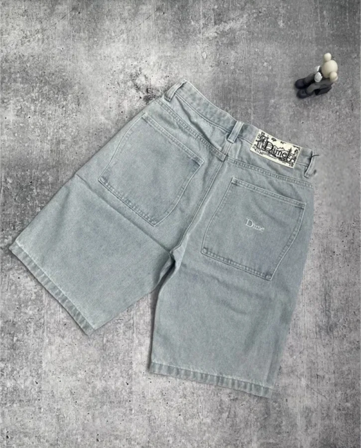 Shorts jeans com alfabeto para homens e mulheres, hip hop, pé largo, Y2K, tendência de rua, harajuku, verão, novo, 2024, 2000s