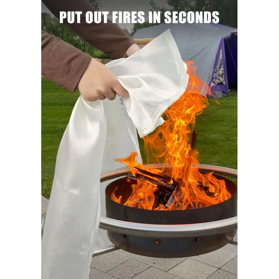 بطانية حريق للمطبخ المنزلي 6 عبوات 40 × 40 بطانيات قمع الحريق من الألياف الزجاجية المقاومة للحريق للمدفأة والمستودعات والسيارة في الهواء الطلق #2