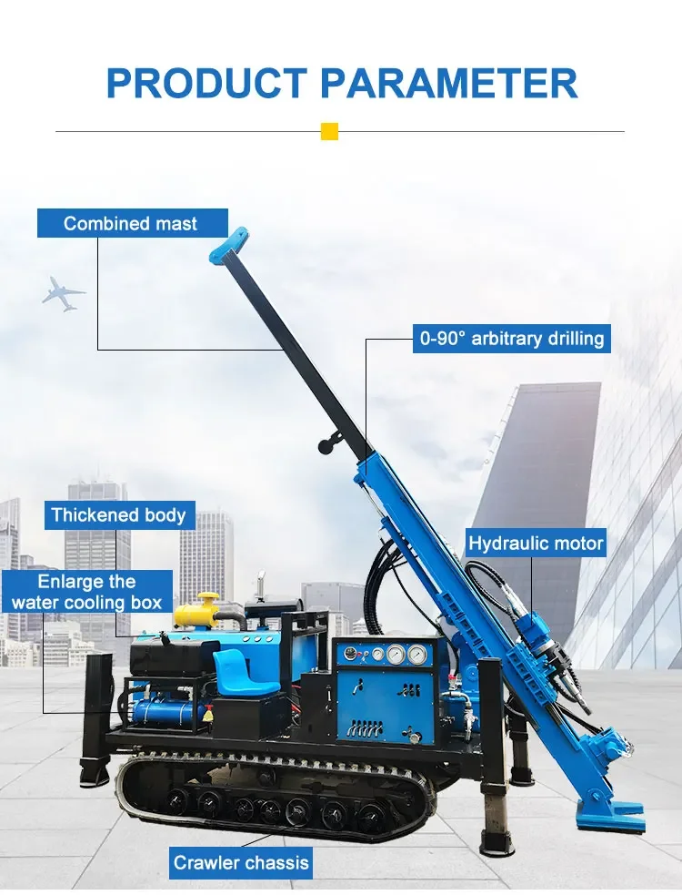 Full Hydraulic Rotary Core Drill Rig 400 600 800 1000m Drilling Depth Pneumatic Crawler Walking Water Well Drill Rig