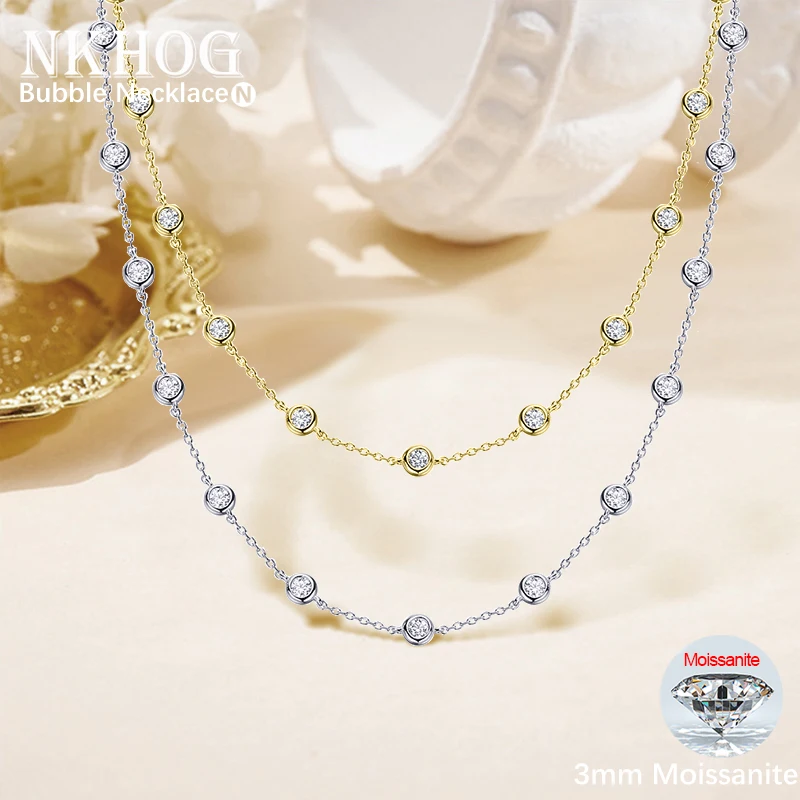 nkhog d color bubble colar para mulheres 925 sterling silver 2ctw moissanite real passe diamante teste pingente presentes de joias finas 01