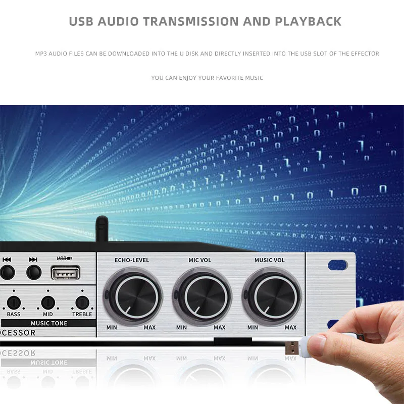 Paulkitson fx8iii processador de efeitos de eco de áudio digital profissional dsp karaoke microfone sem fio pré-efeitos processador de áudio