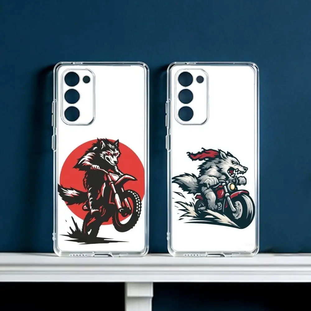 Wolves on Motorcycles  Phone Case For Samsung Galaxy S24 S25 S23 S22 S21 Plus S24 S25 Transparent Cover Case
