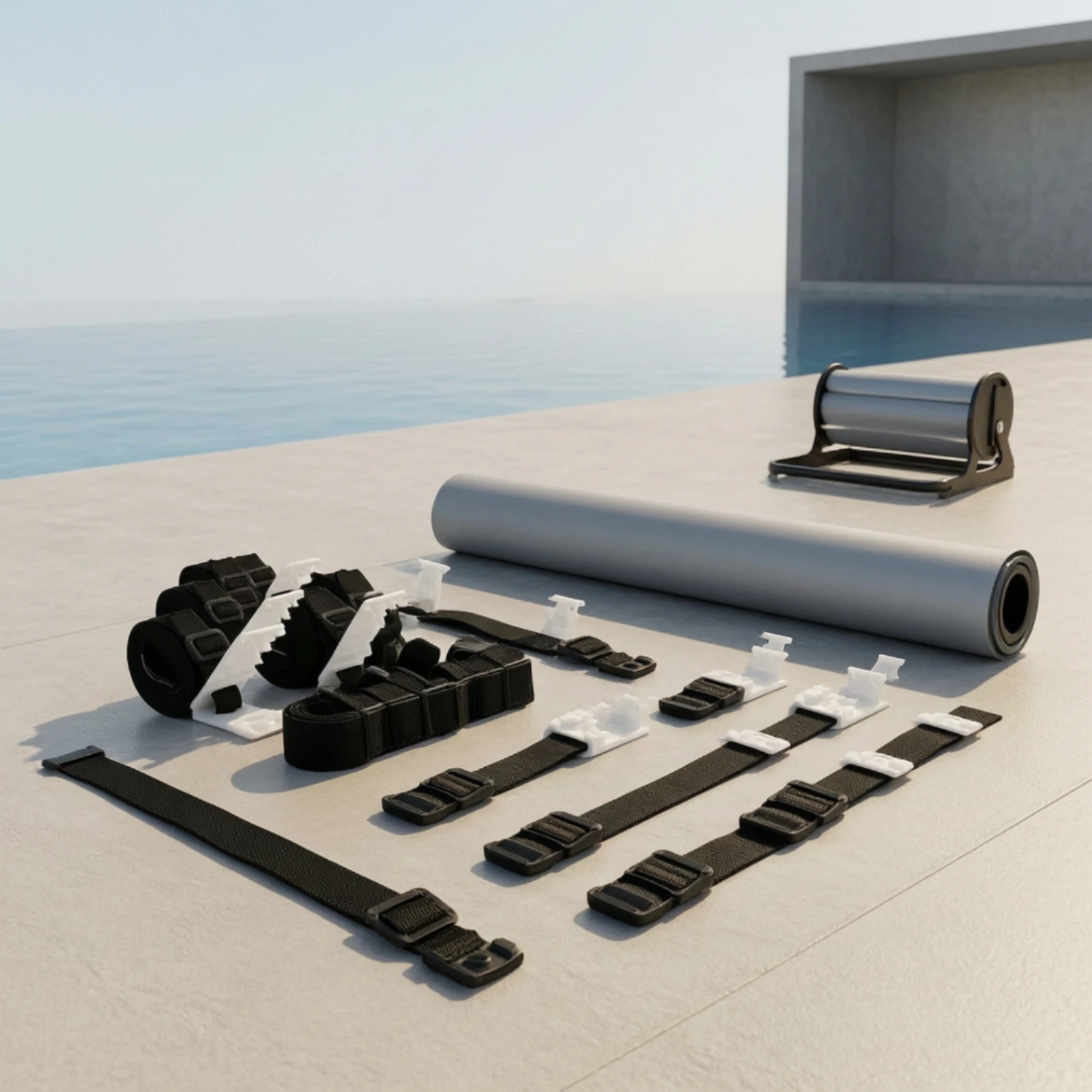 8 Pieces Solar Cover Reel Straps Weather-Resistant Pool Solar Cover Reel Attachment Kit Straps with Mounting Plates Adjustable