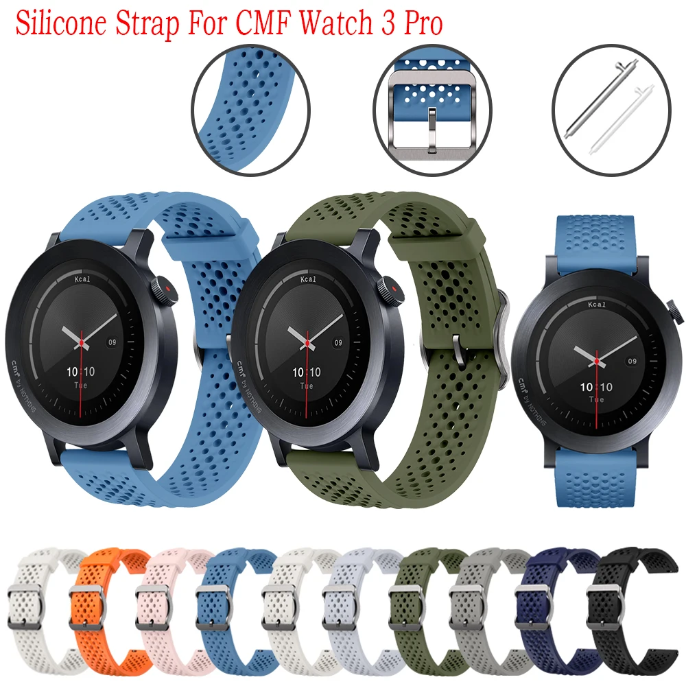 Correa deportiva transpirable de 22mm para CMF Watch 3 Pro, pulsera de silicona suave para CMF By Nothing Watch Pro 2, Correa de reloj inteligente