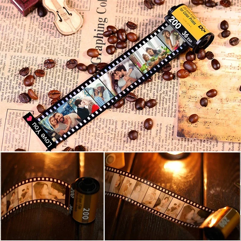 Personalized Custom Photo Picture Camera Film Roll Keychains with Photo Reel Album, Personalized Gifts with MultiPhoto