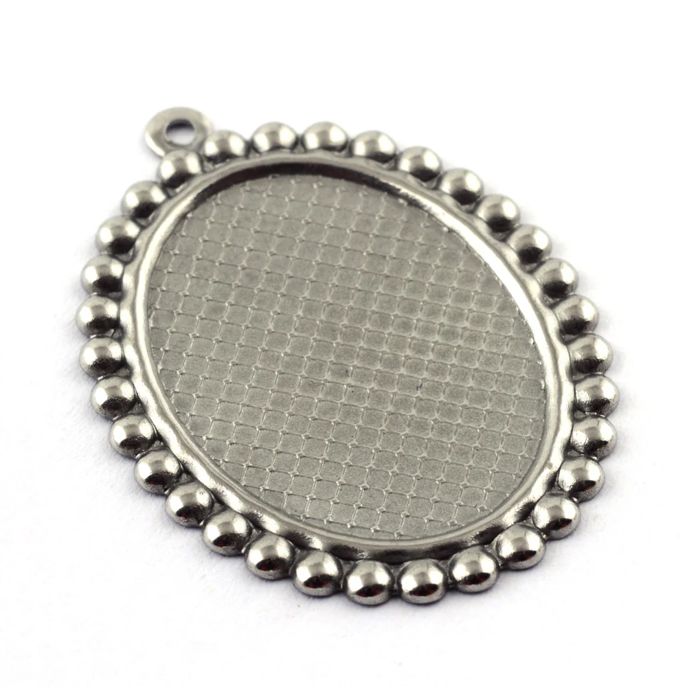 5 Pcs Oval Pendant Cabochon Settings Resistant Pendant Cabochon Settings 304 Stainless Steel for Graduation Cap Crafts Jewelry