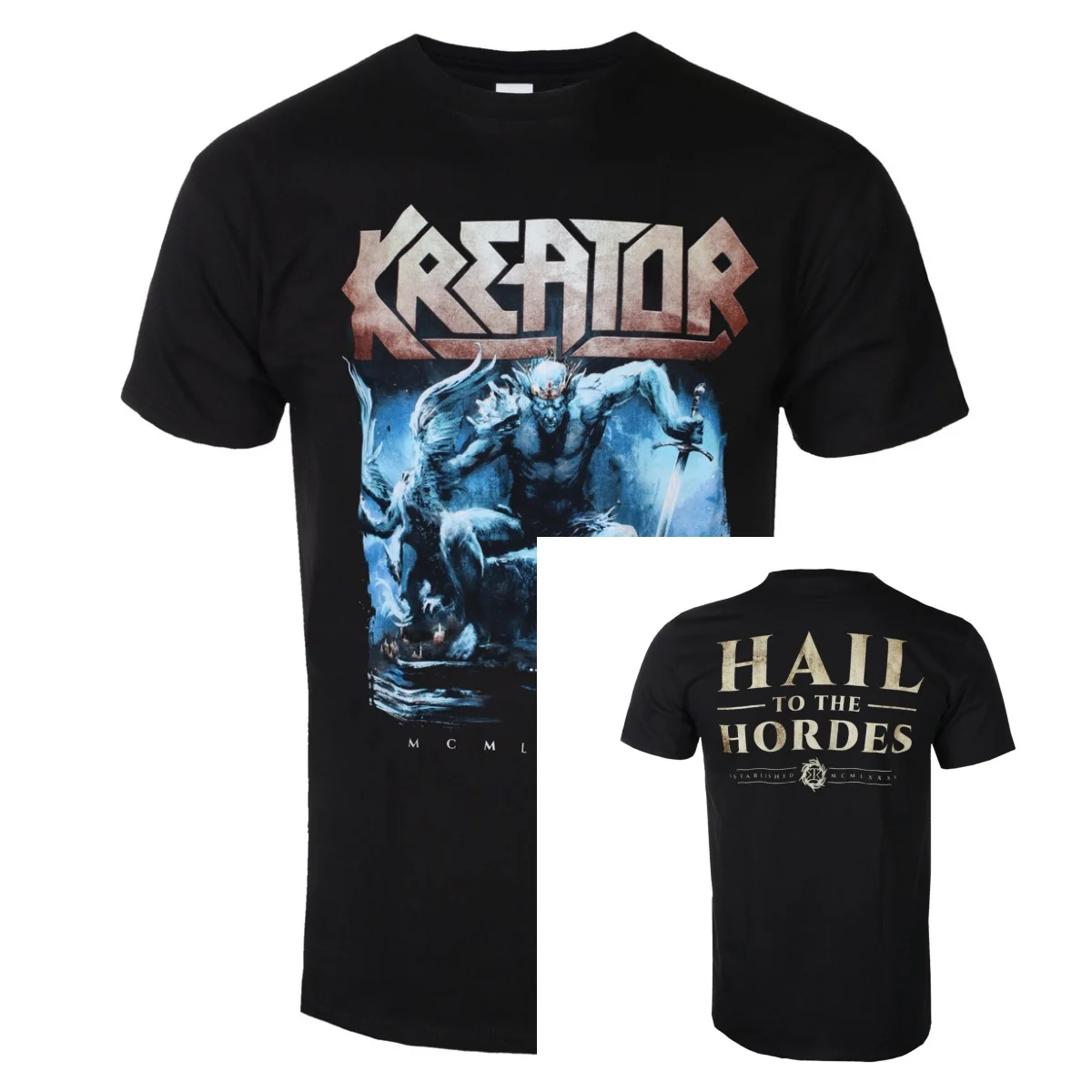 

Мужская футболка Kreator - King of The Hordes - черная - Rock OFF 2026, летняя, из чистого хлопка, высококачественная, роскошная, унисекс