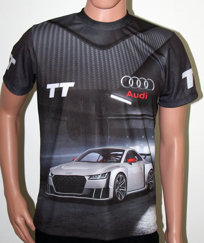 

New hot-selling Audi quattro men's 3D printed short-sleeved T-shirt breathable and quick-drying comfortable short-sleeved MOTO