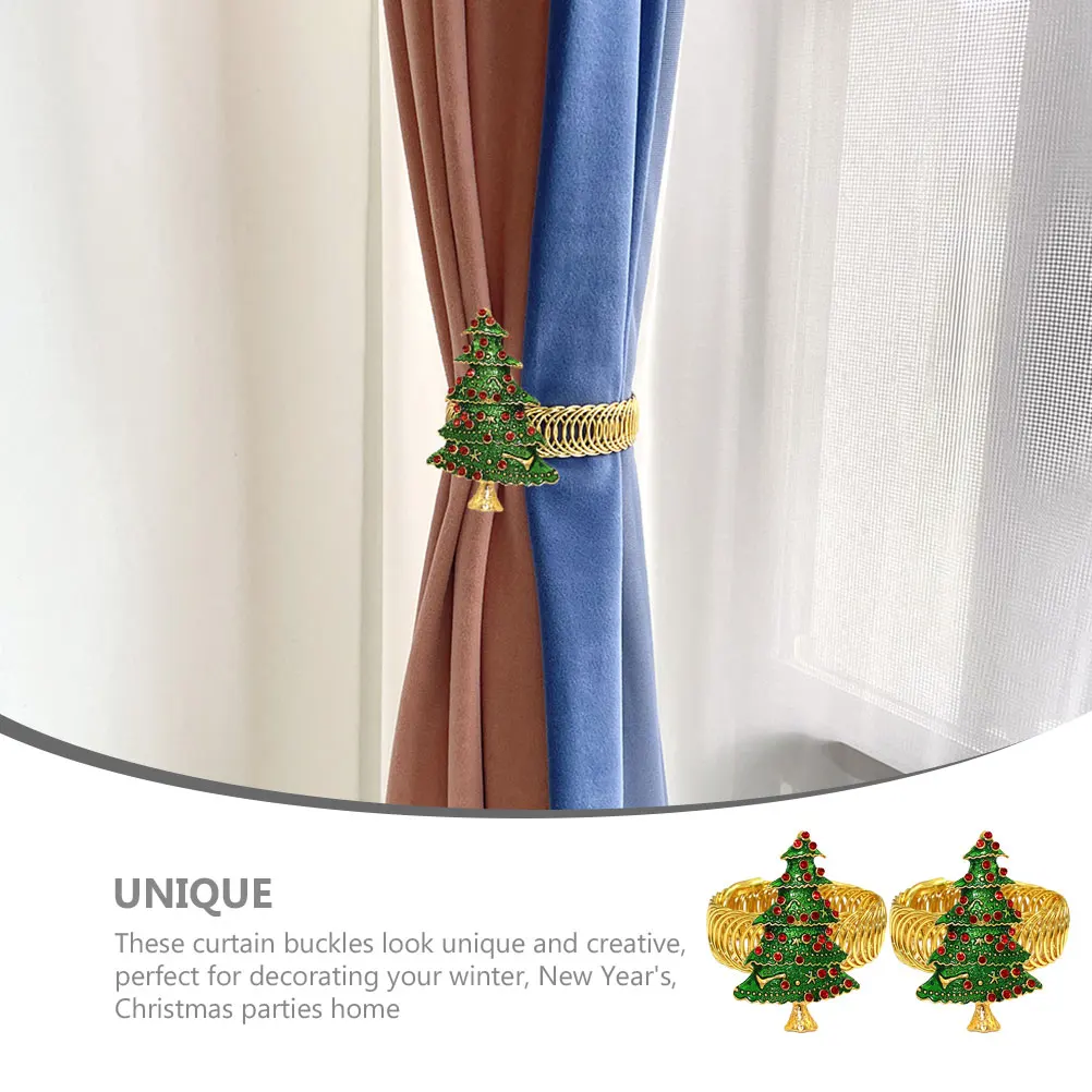 

2Pcs Metal Christmas Tree Curtain Holdbacks Easy to Attach Festive Touch for Home Decor Curtain Buckle Holder