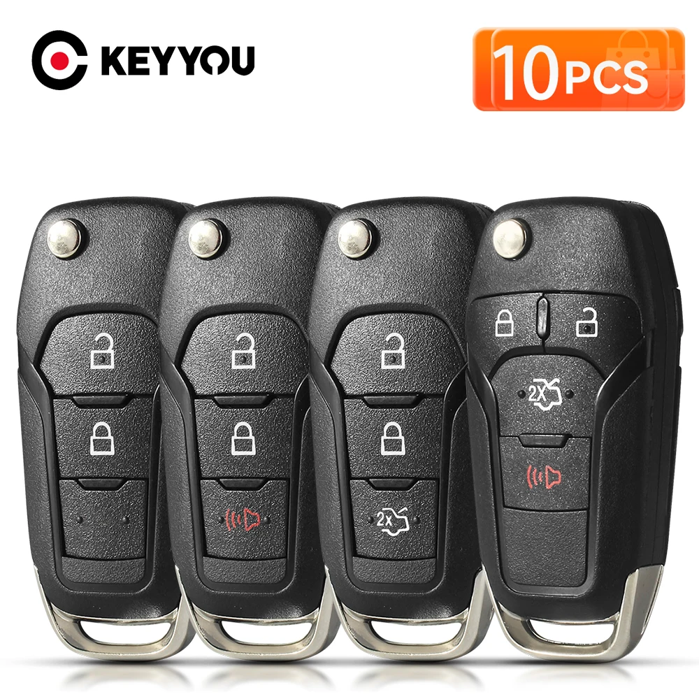 

KEYYOU 10PCS For Ford F150 F250 F350 Explorer Ranger KA Fiesta Mondeo Focus Everest Edge Kuga Escort HU101 Car Key Case Shell