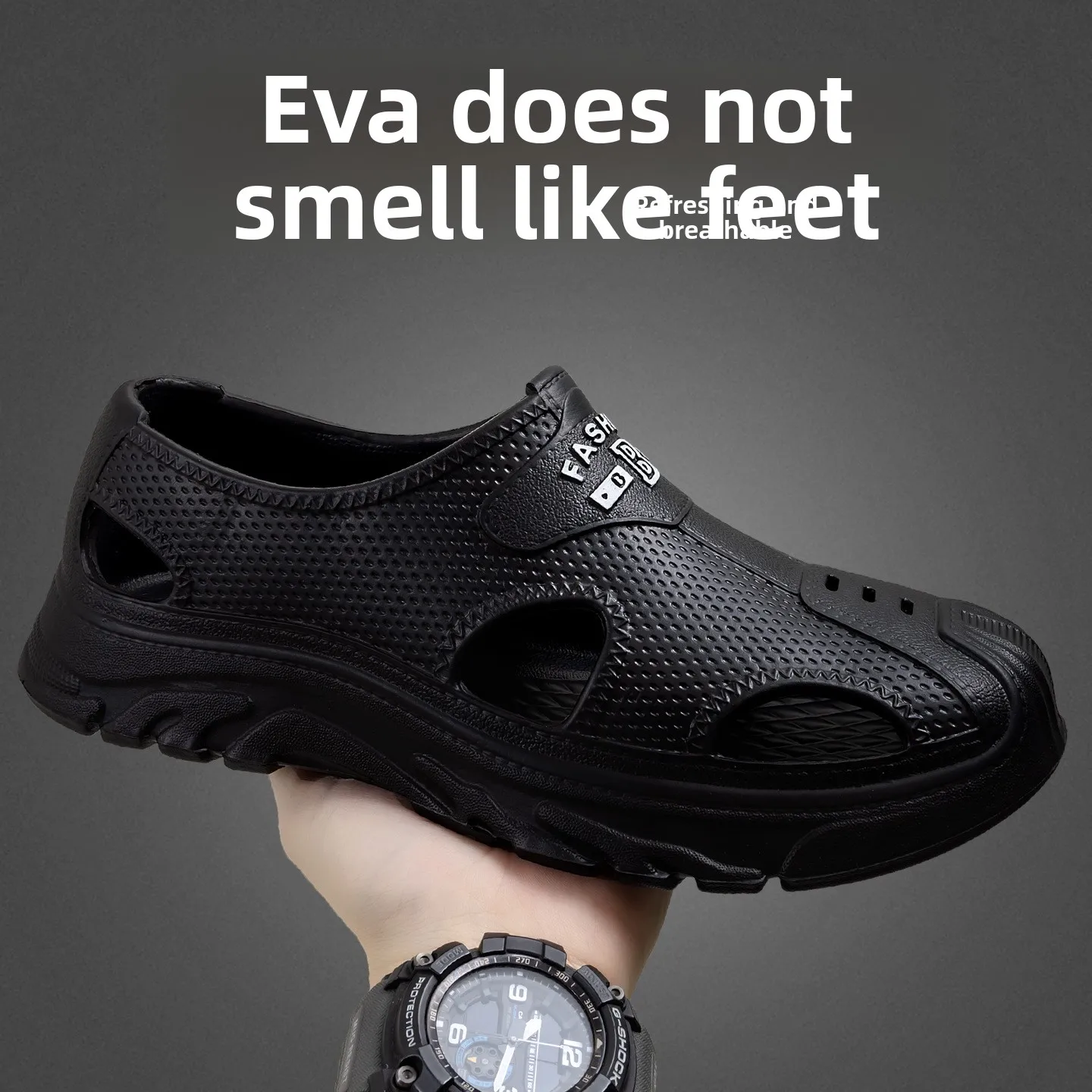 Sandalias EVA para hombre, de verano, con diseño hueco, antideslizantes, impermeables, para conducir, para la playa, tipo chanclas, cómodas, tipo zuecos.