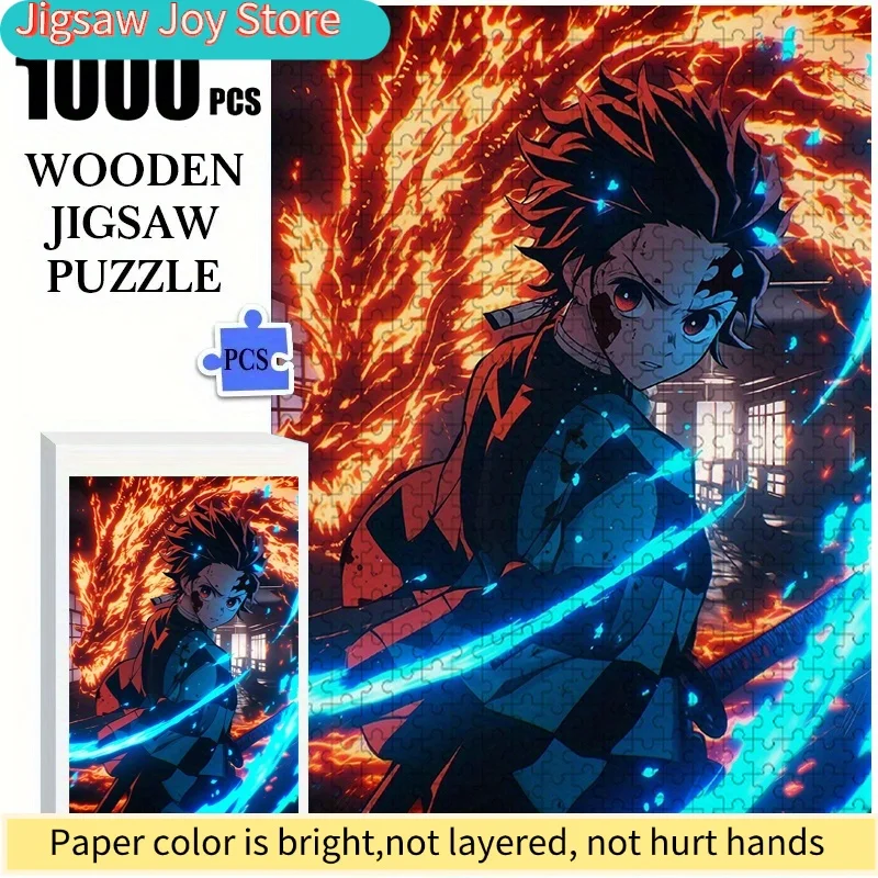 

2D плоский пазл с классическими персонажами аниме «Истребитель демонов», вдохновляющий на действия, для семейного досуга и релаксации, идеально подходит для дней рождения, Рождества