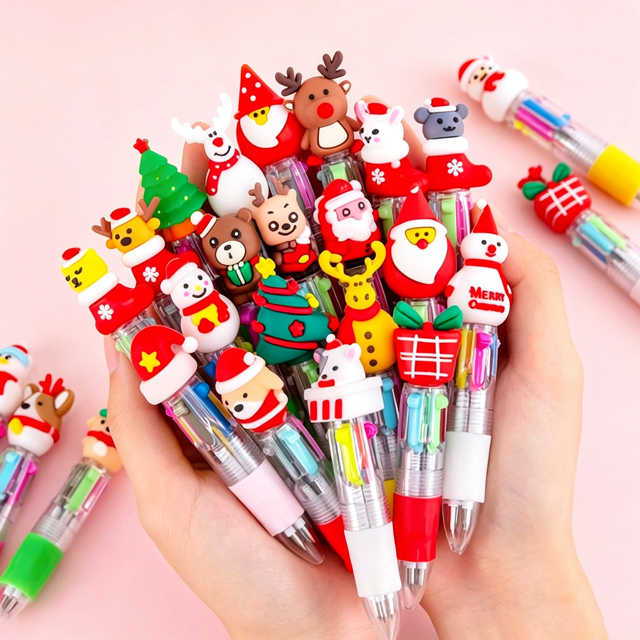 5/10/20pcs Cute Christmas Ballpoint Pen Santa Elk Snowman Cartoon Doll Pen Decor Christmas Party Gift School Office Stationery