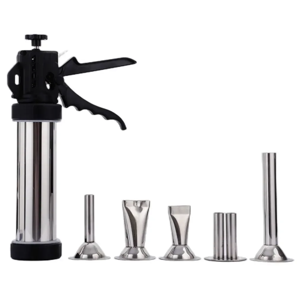 

Инструмент для небольшой колбас из нержавеющей стали, быстрый наполнитель колбасы, 1,5 фунта с 5 насадками, кухонный инструмент для барбекю для домашнего или коммерческого использования