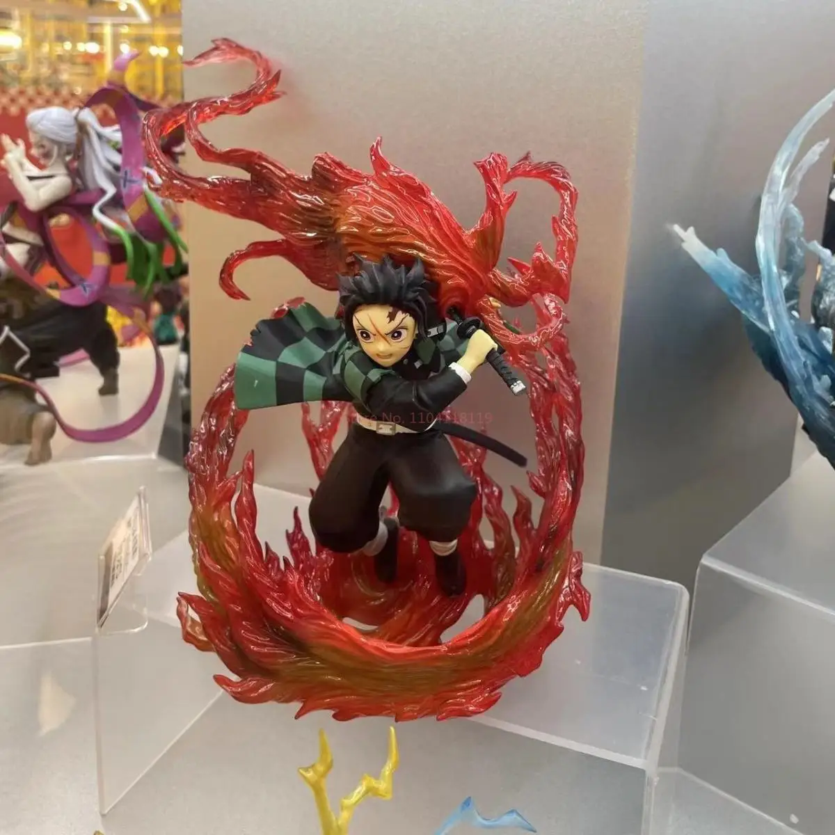 30cm Gk Statue Tanjirou Kamado Pvc Action Figure Fire Dragon Withled Light Anime Demon Slayer Kimetsu No Yaiba Figuras Toys