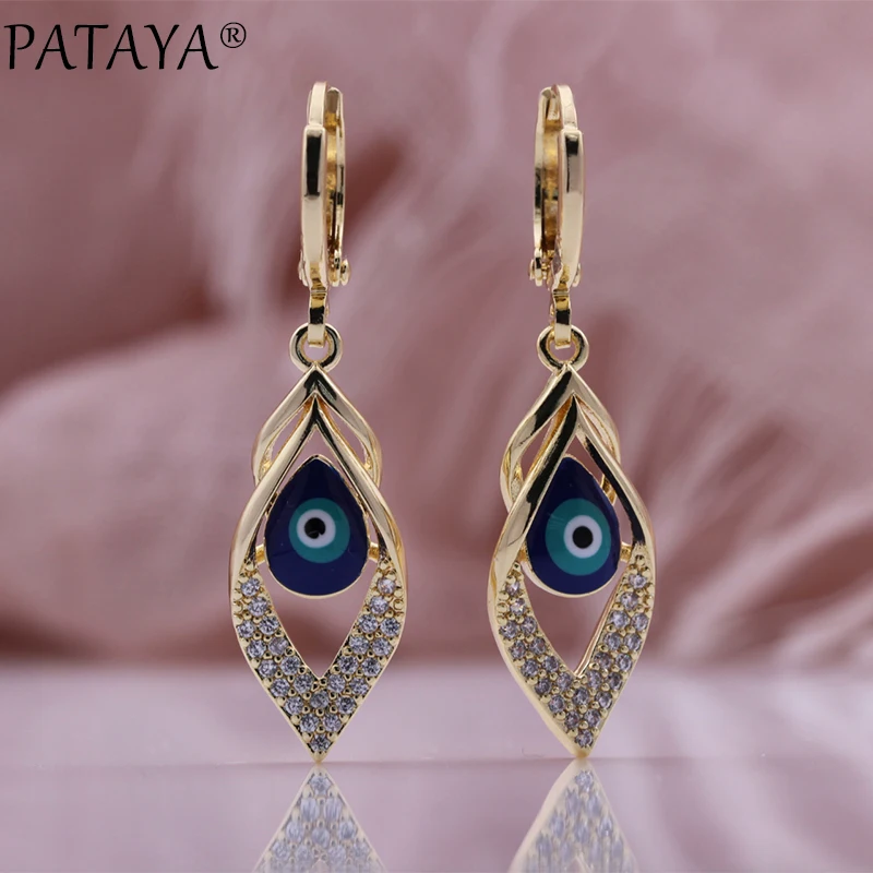 PATAYA New Earrings Pendent Necklaces Jewelry Sets Champagne Gold Color Natural Zircon Lovely Women Fashion Wedding Jewelry Set