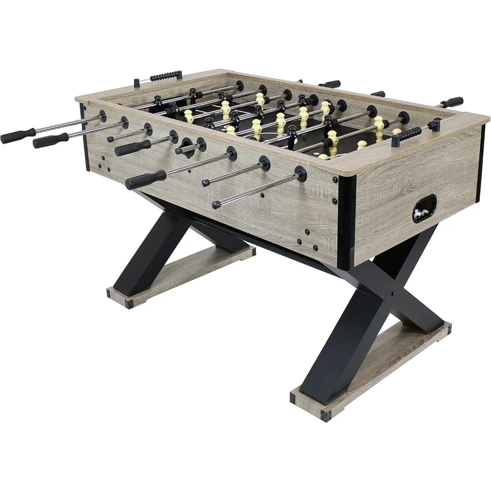 

Foosball Table, Delano 54.5-Inch Indoor Foosball Table with Gray Distressed Wood Look, Foosball Table