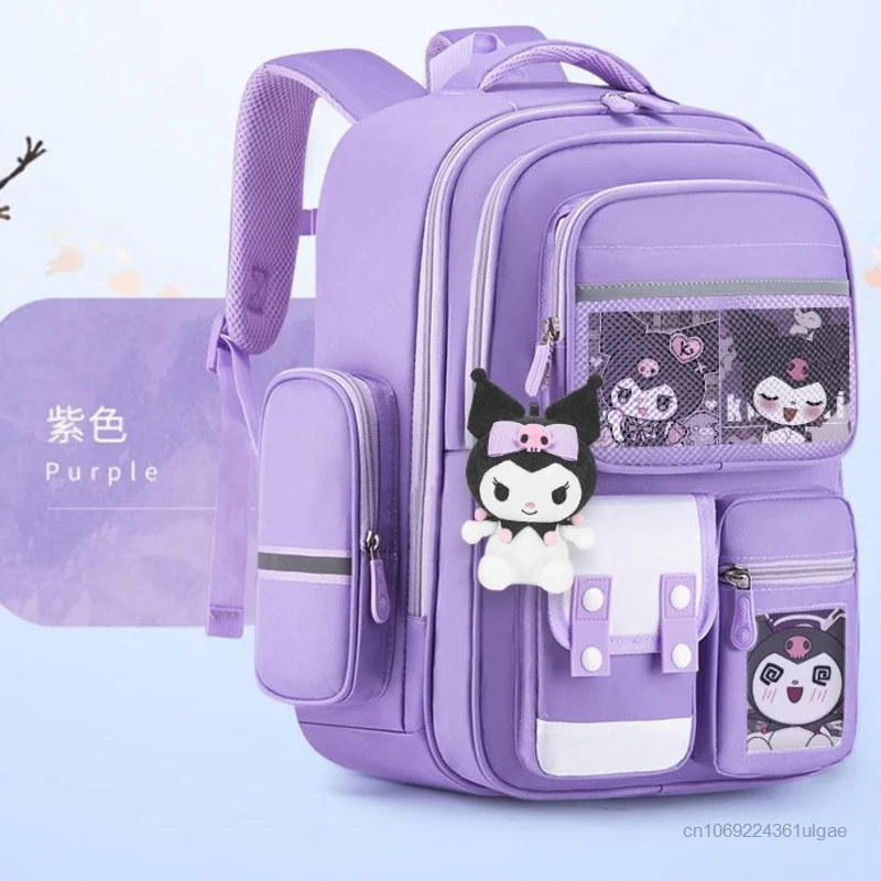 Sanrio Kuromi Cute Bags Y2k Girls Fashion Schoolbag Pupils Luxury Lightweight Backpacks Children Large Capacity Two Shoulder Bag