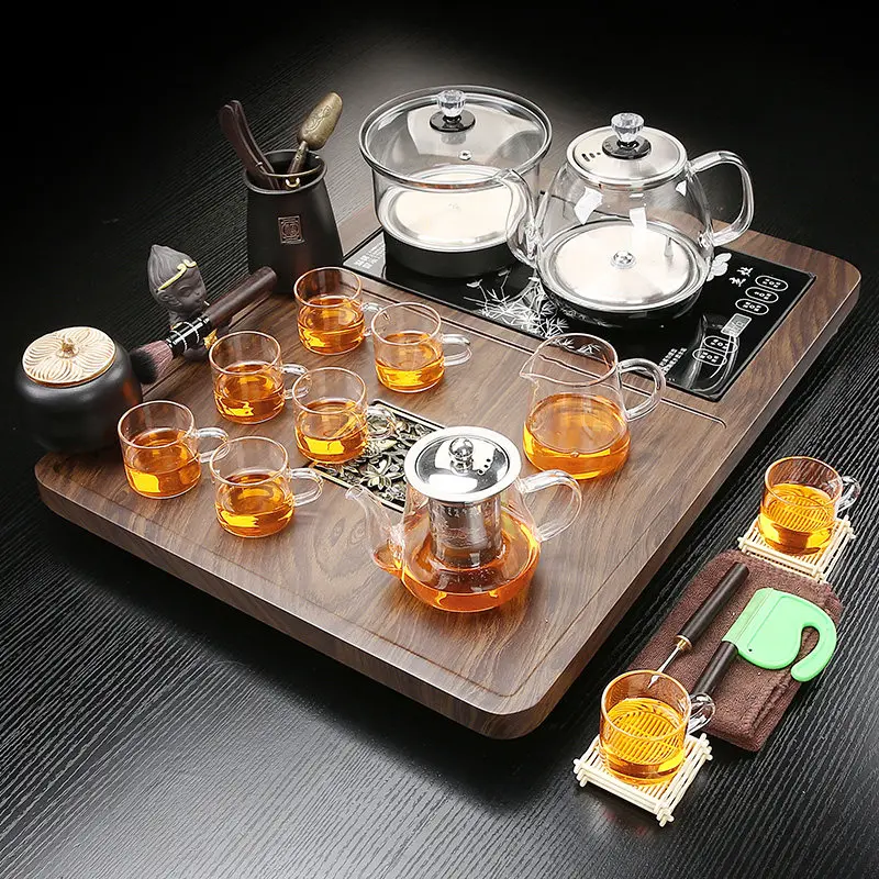 

Glass Pot Tea Tray Office Valet Drainage Decorative Serving Accessories Tea Tray Hospitality Ceremony Bandejas Home Products