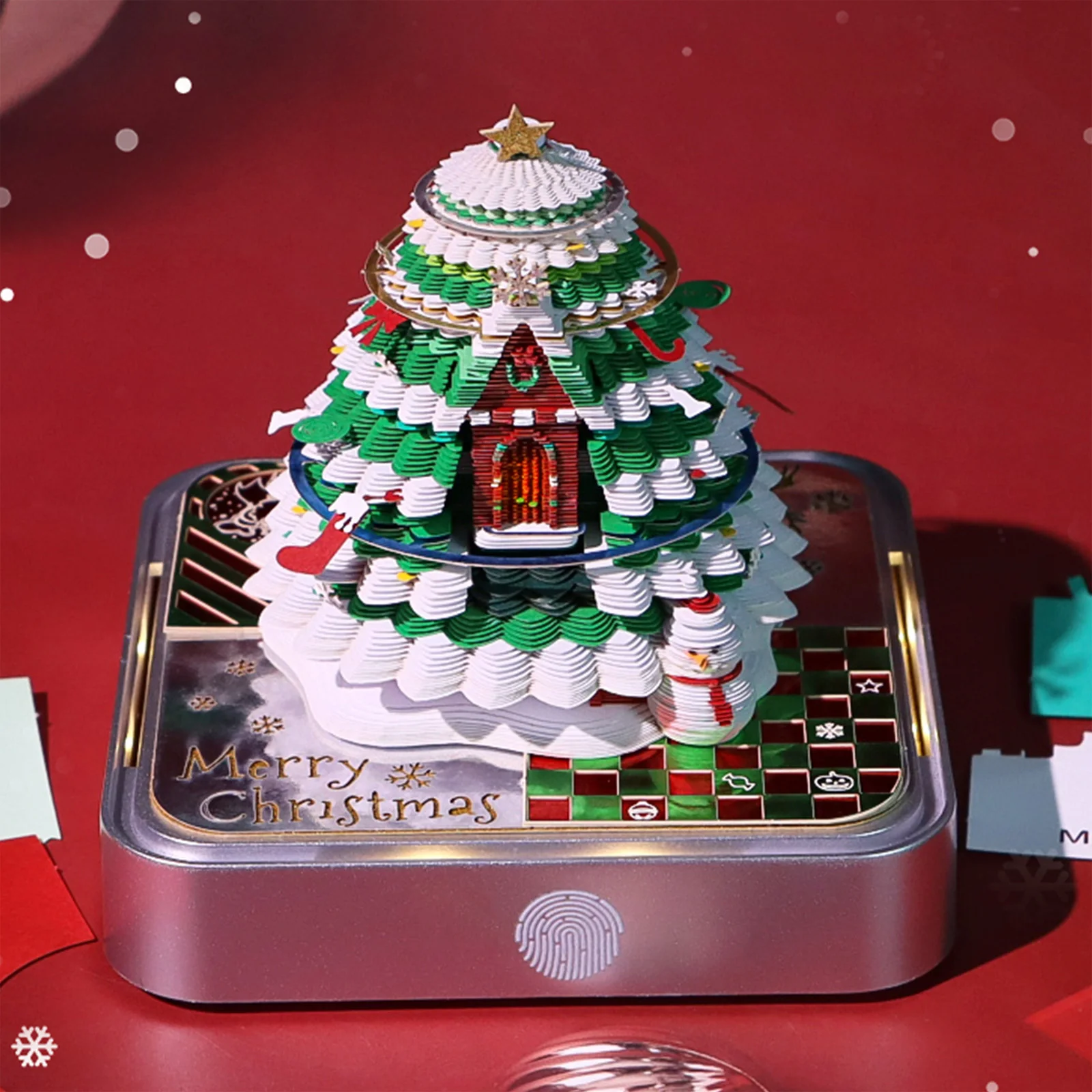 3D Calendar 2026 with Lights Tear-Away 3D Paper Art Notepad Tear-Away Paper Sculpture Art Calendar for Friends Christmas