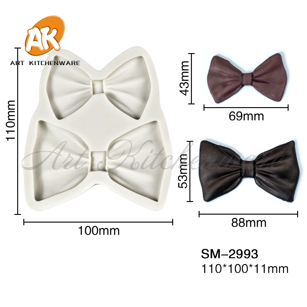 Two Types Bow Tie Silicone Mold Fondant Chocolate Cake Mould Pastry Soap Moulds Cake Decorating Tools Kitchen Baking Accessories