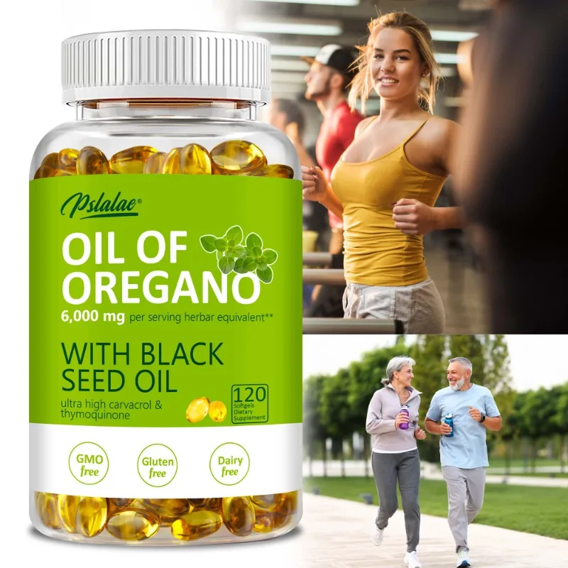 Oil of Oregano Capsules,Balanced Oil of Oregano with Black Seed Oil, Organic Oregano Oil Softgels,Carvacrol,Thymoquinone,Non-GMO