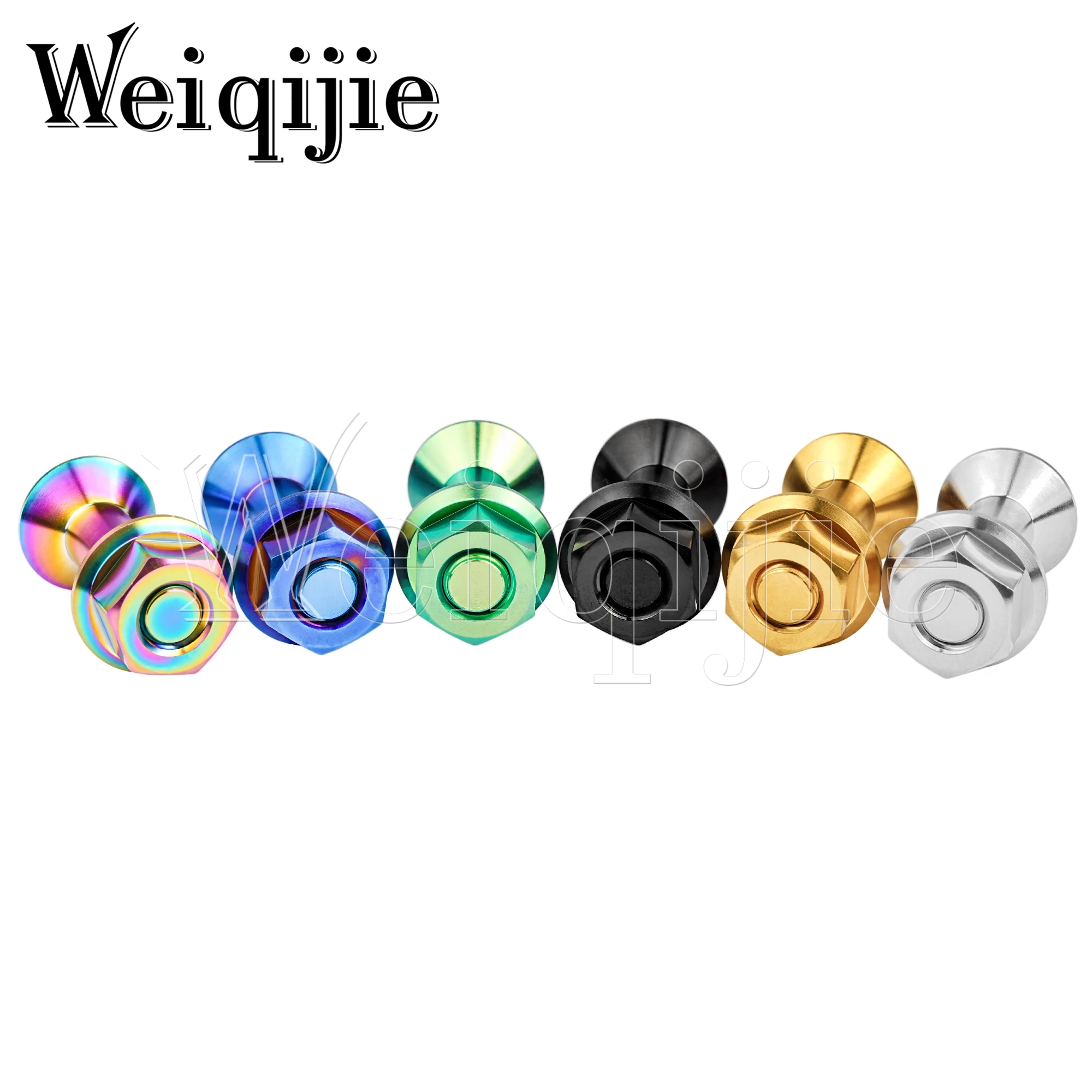 Weiqijie 6pcs Titanium Bolt M8x33mm Torx Head for Motocross Sprocket Rear Disc Chainwheel Fastener Screws Flange Nut