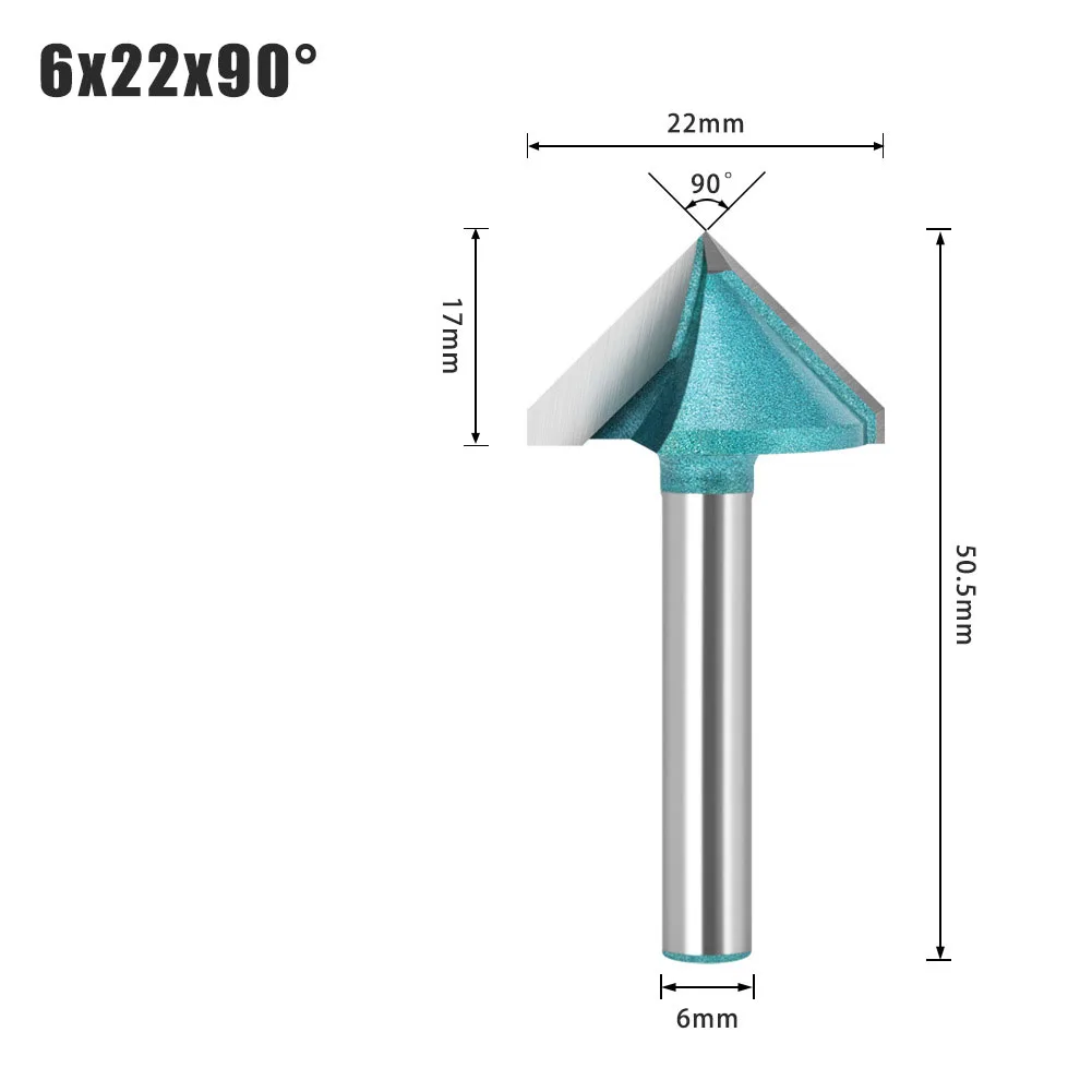 Angled Cutter Milling Cutter For Router Bits for Power Tools Parts 6mm Green Heat-resisting for Power Tool Steel