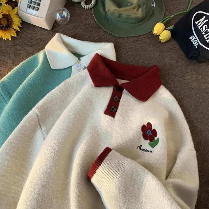 

Парные объемные вязаные свитера с длинными рукавами в американском стиле для зимы: модные, повседневные и удобные трикотажные изделия