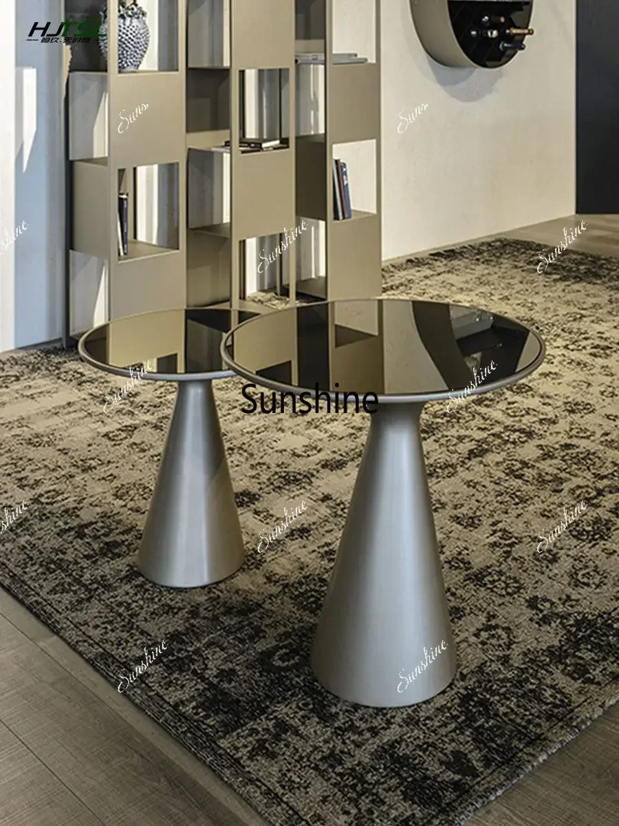 Italian light luxury modern round glass corner table creative movable corner tableT*