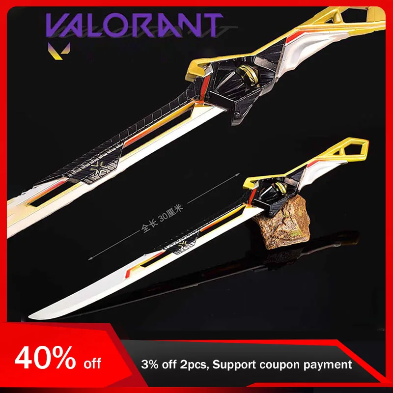 30cm Valorant Straight Knife Real Size Weapon Model Sword Cosplay Prop Melee Metal Crafts Boys Gifts Collections Ornament Figure