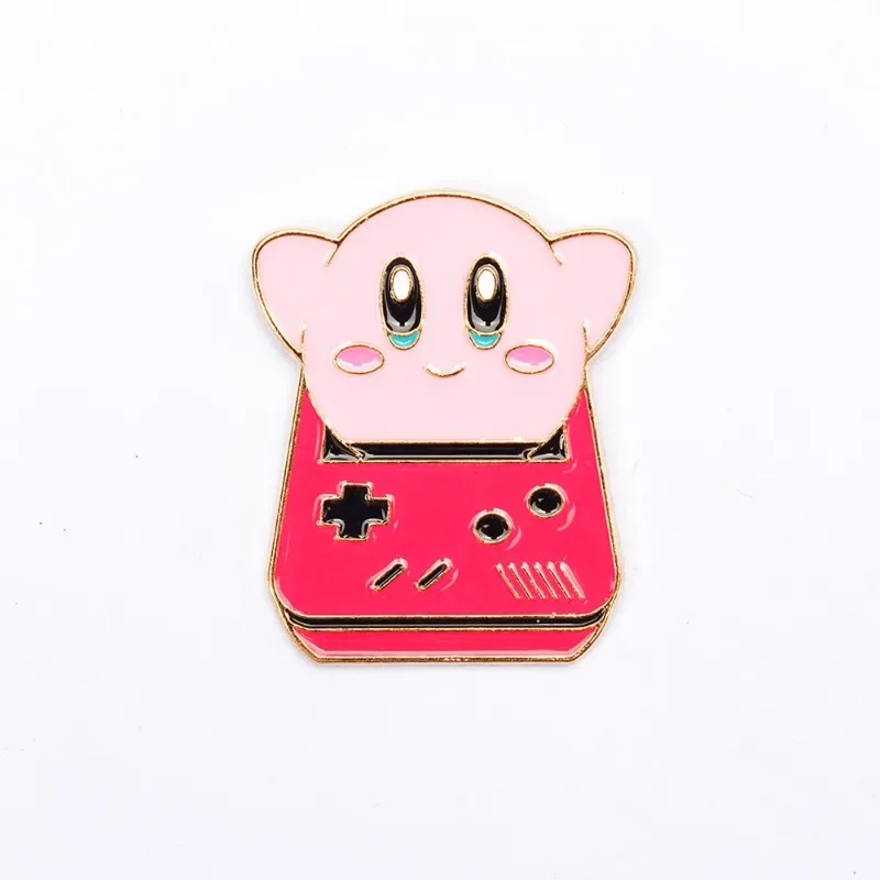 Cartoon Kirby Brooches Anime Lapel Pins Tinplate Badge for Children Bag Clothing Decoration Kids Brooch Jewelry Accessories