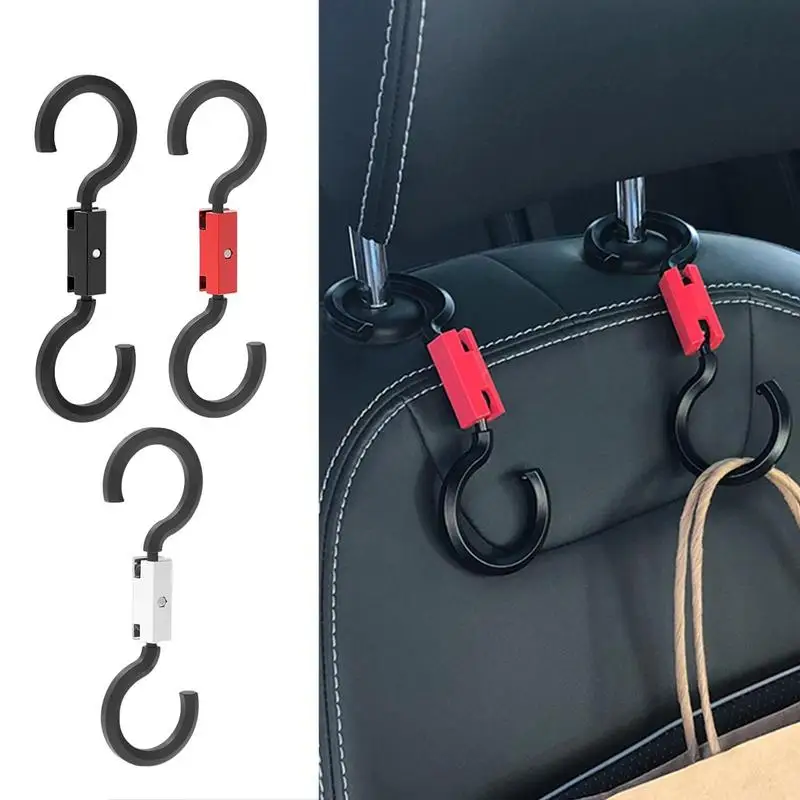 Car Back Seat Hook S Shape Car Seat Back Hanger Portable Storage Hook Auto Back Seat Headrest Organizer Holder Fastener Clips