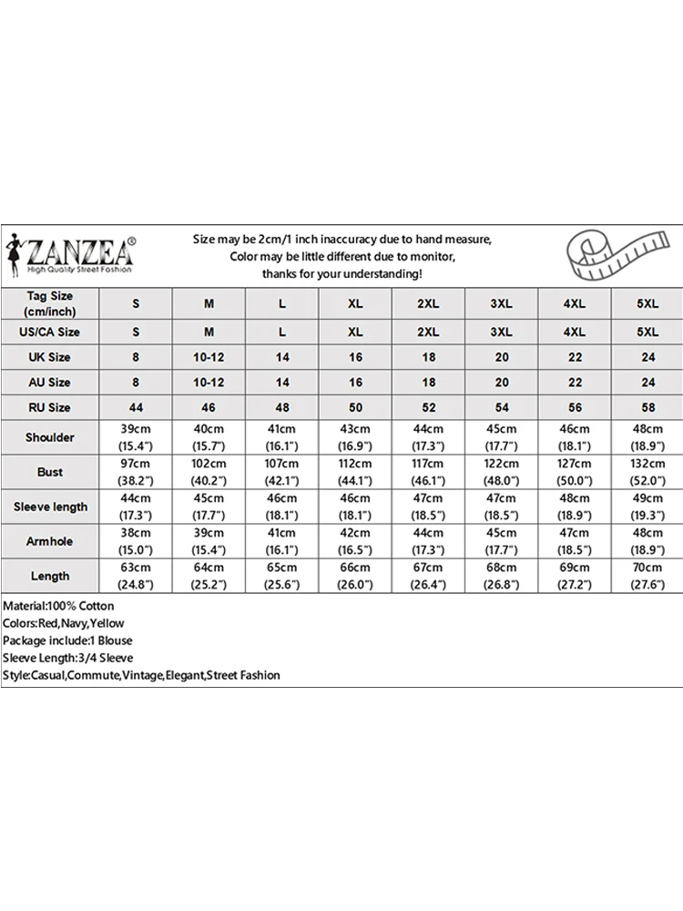 ZANZEA 2025 Camicia di cotone allentata autunno Camicetta floreale bohemien da donna Top con maniche a 3/4 vintage Tunica casual Moda Top Blusas