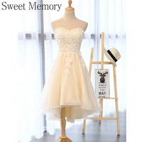 D4110 Customized Red Light Champagne High Low Prom Dress Princess Formal Gown Sweet Memory Girls Lace Tulle Occasion Dresses
