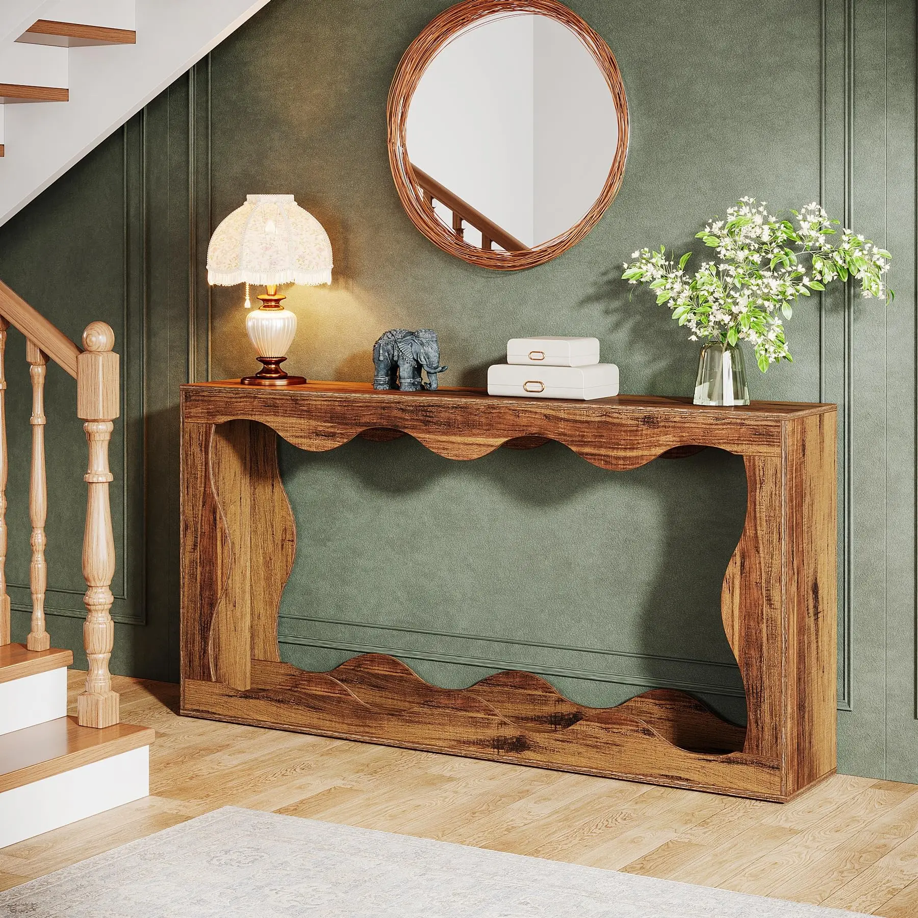 Tribesigns 63 Inches Farmhouse Console Table with Storage, Couch Table Behind Sofa, Long Entryway Table, Sofa Console Table, Nar