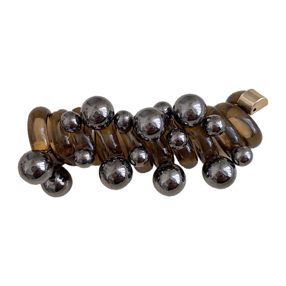 

Beaded Ties Brown Elastic Ponytail Holders for Women No Crease Spiral Ties For Thin Hair Accessories Thin Hair