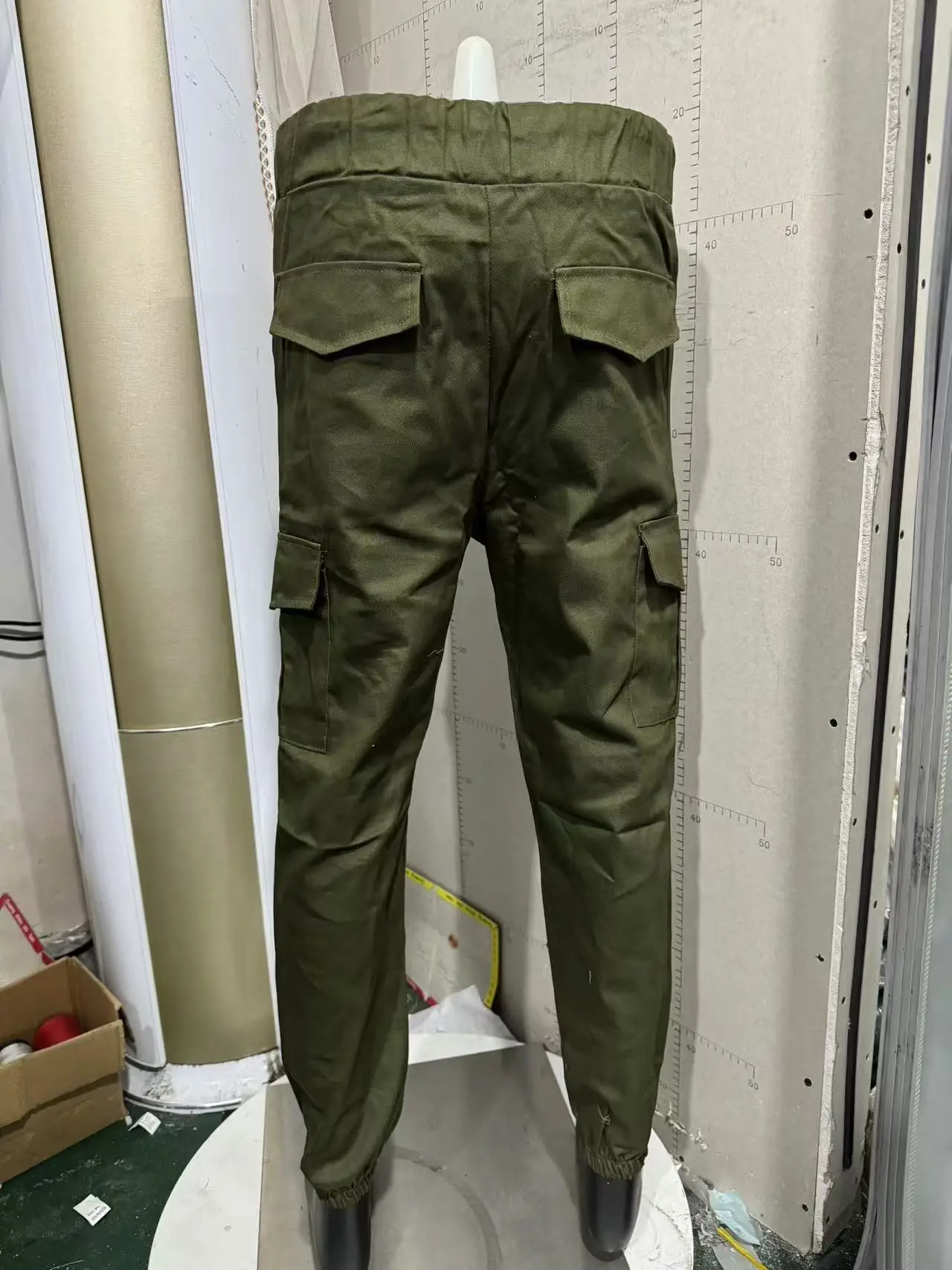 New cargo pants men\'s drawstring multi-pocket pants leisure sports fashion solid color outdoor leisure sports corset pants