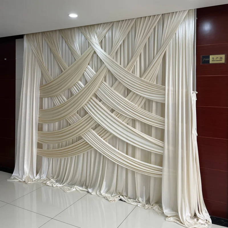 Customs Fashion Beige Wedding Backdrop Curtain Drapes Wedding Supplies Party Event Birthday Stage Background Draperia Decoration