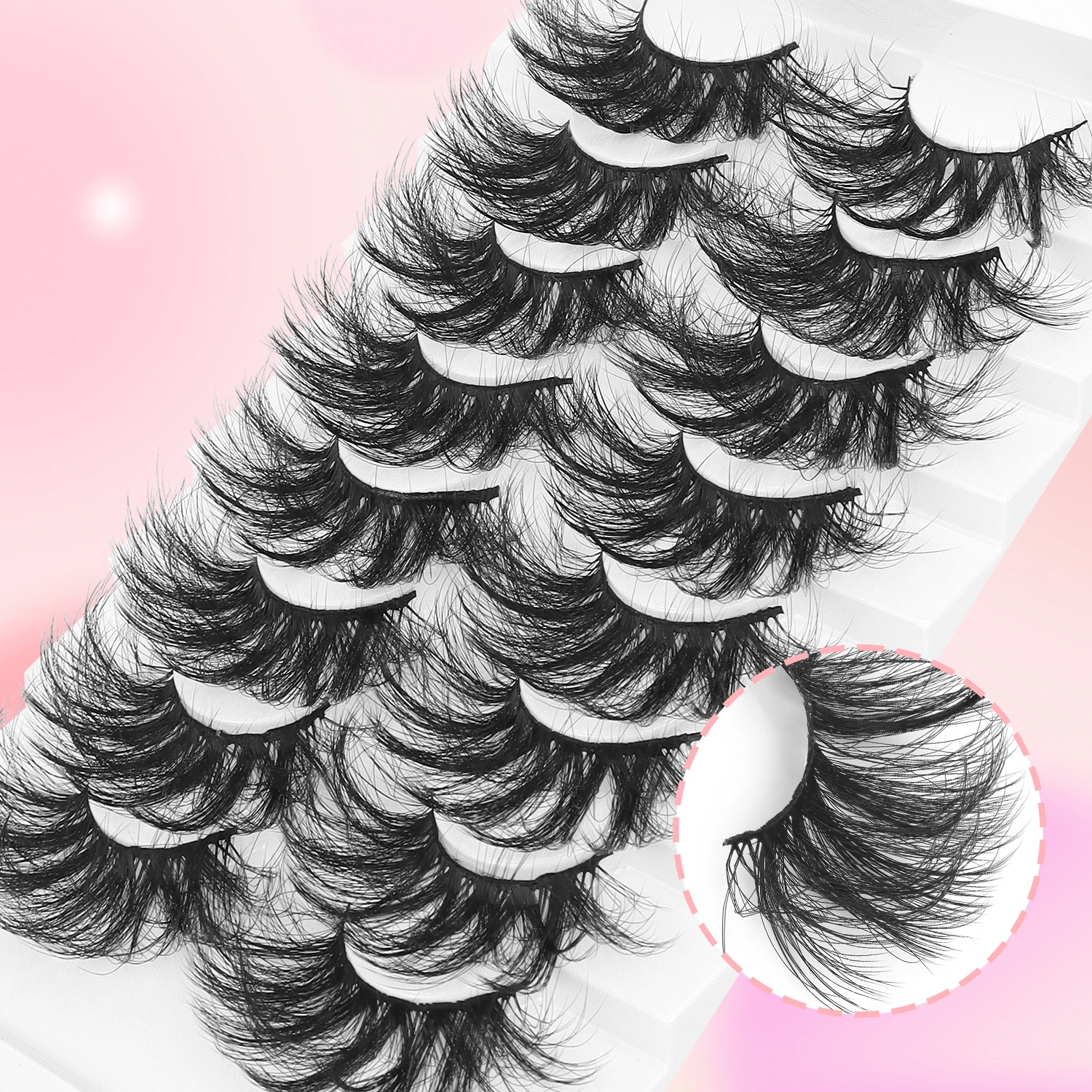 28mm Dense Puff Long False Eyelashes 3D Volume Wavy Loose Look False Eyelashes Exaggerated Eyelash Extension 8 Pairs