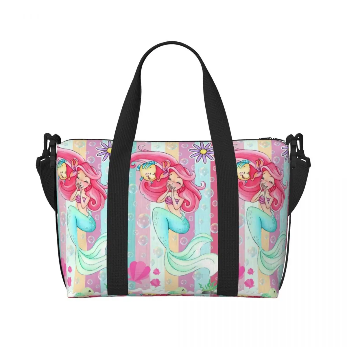 

Большая сумка-шоппер «Маленькая Русалочка» для женщин, с принтом принцессы Ариэль, для спортзала, пляжа и путешествий