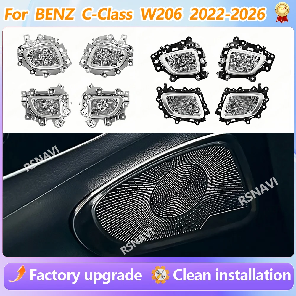 For Benz C-class W206 GLC X254 2022-2026 64 Colors LED 4 Door Illuminated Cover Car New LED Speaker Cover Car Accessories Interi